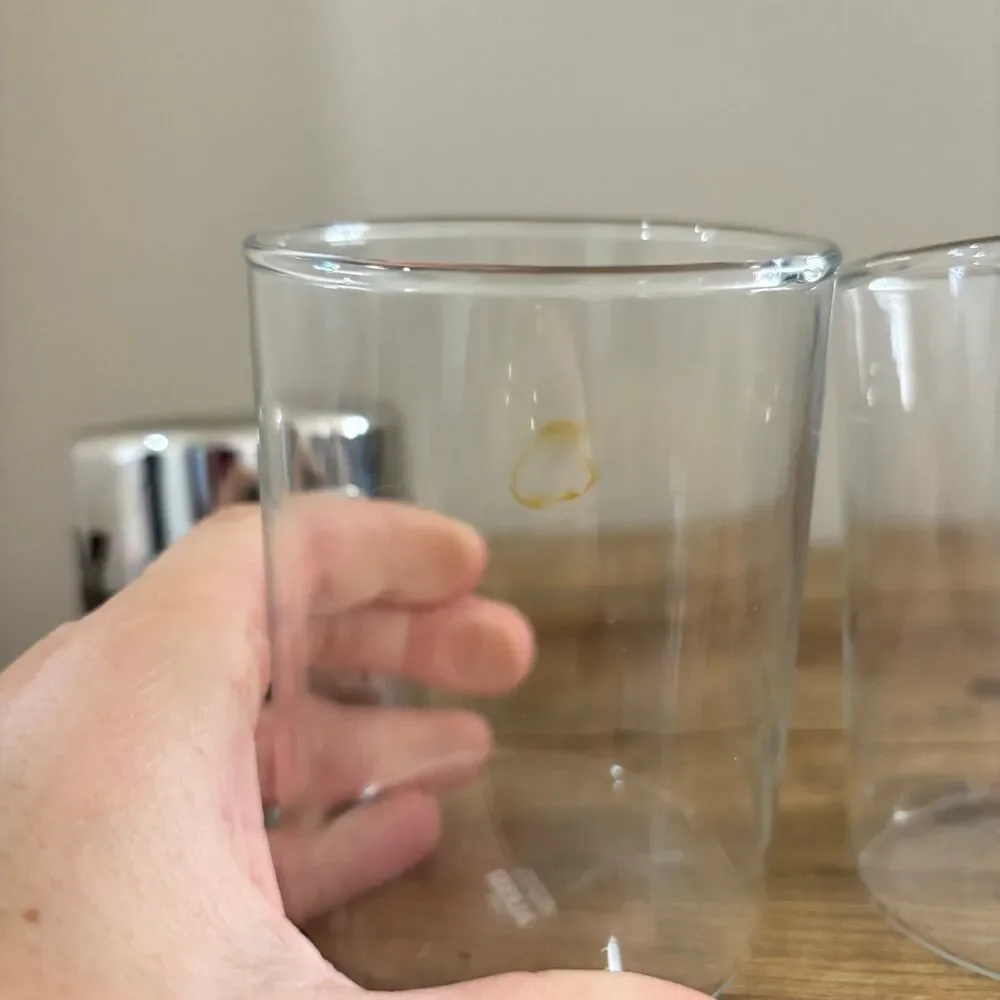 Vintage Alessi Postmodern Girotondo Design Mug Stainless Steel Glass Set of 2